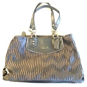 Coach silver satin handbag